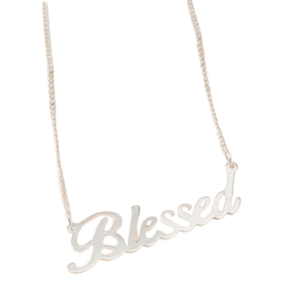 Silver Tone Blessed Adjustable Length Necklace - image 1